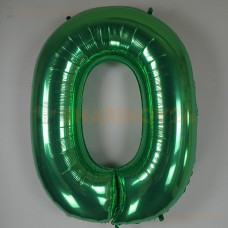 Шар (40''/102 см) Цифра, 0, Зеленый